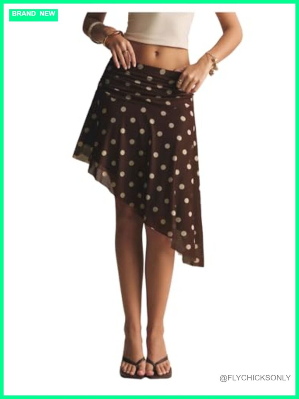 Polka Dots Mesh Asymmetrical Midi Skirt
